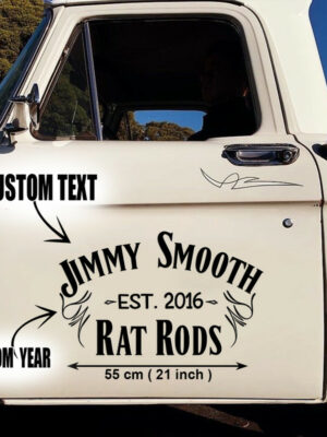 2 Pcs Personalized Rat Rods Hot Rod Garage Vinyl Stickers