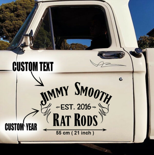 2 Pcs Personalized Rat Rods Hot Rod Garage Vinyl Stickers