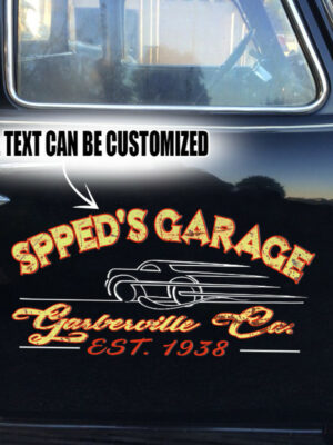 2 Pcs Personalized Pinstripe Hot Rod Garage Kustom Rat Rod Vinyl Stickers
