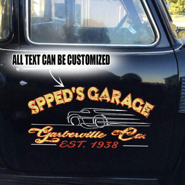 2 Pcs Personalized Pinstripe Hot Rod Garage Kustom Rat Rod Vinyl Stickers