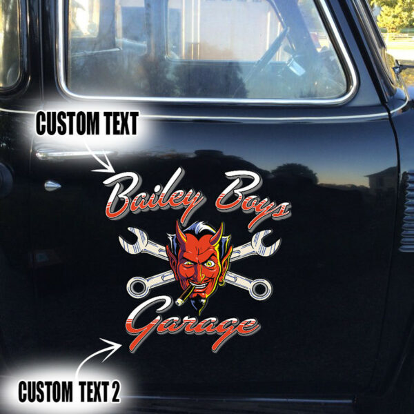 2 Pcs Personalized Pinstripe Hot Rod Garage Kustom Rat Rod Vinyl Sticker