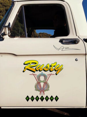 2 Pcs Personalized Pinstripe Hot Rod Garage Kustom Rat Rod Vinyl Decals
