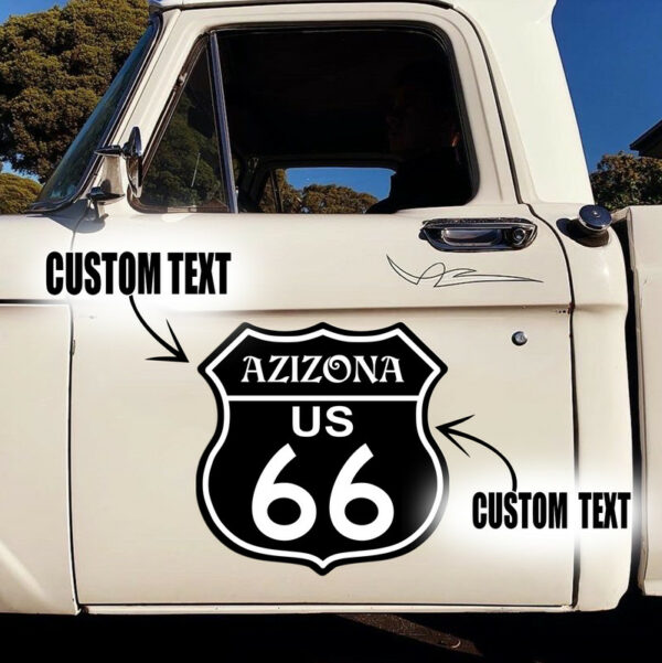 2 Pcs Personalized Route 66 Hot Rod Vinyl Sticker