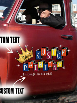 2 Pcs Personalized Kustom Panting Hot Rod Vinyl Stickers
