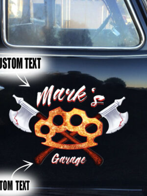 2 Pcs Personalized Knuckle Garage Hot Rod Speed Shop Vinyl Stickers
