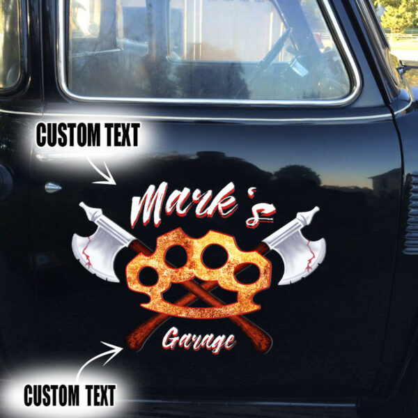 2 Pcs Personalized Knuckle Garage Hot Rod Speed Shop Vinyl Stickers