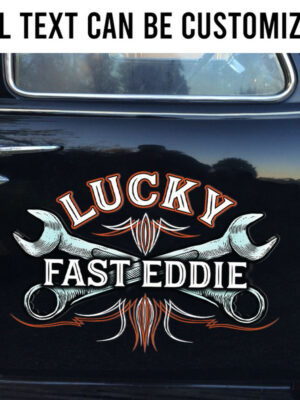 2 Pcs Personalized Pinstripe Garage Hot Rod Wrench Vinyl Stickers