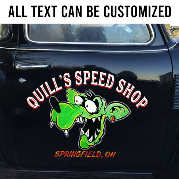 2 Pcs Personalized Rat Fink Face Hot Rod Garage Vinyl Stickers