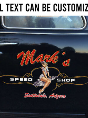2 Pcs Personalized Pinup Candle Spark Plugs Hot Rod Garage Vinyl Decals