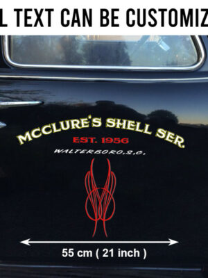 2 Pcs Personalized Pinstripe Hot Rod Garage Lettering Speed Shop Decals For Cars