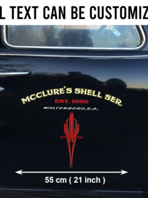 2 Pcs Personalized Pinstripe Hot Rod Garage Lettering Speed Shop Vinyl Car Decals