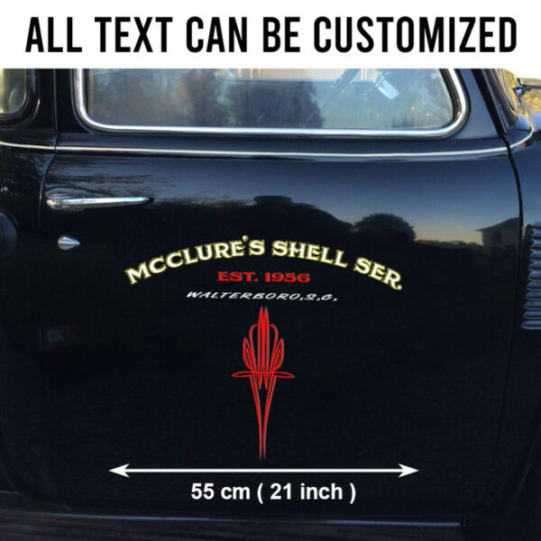 2 Pcs Personalized Pinstripe Hot Rod Garage Lettering Speed Shop Vinyl Car Decals