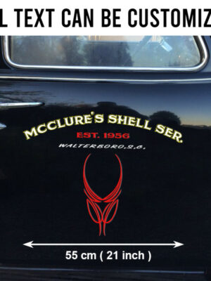2 Pcs Personalized Pinstripe Hot Rod Garage, Lettering Speed Shop Vinyl Stickers