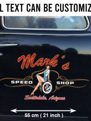 2 Pcs Personalized Pinup Girl Spark Plug Hot Rod Garage Pinstriping Cars Large Stickers