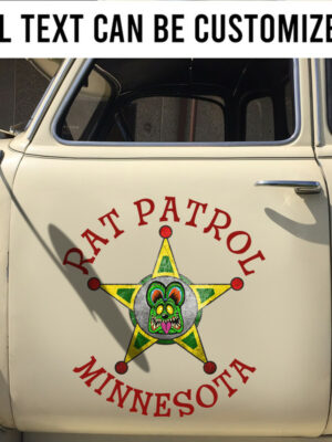 2 Pcs Personalized Rat Patrol Hot Rod Garage Rat Rod Door Art Lettering Vinyl Sticker